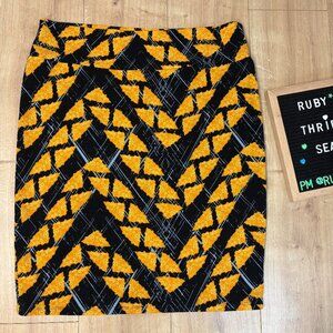 LuLa Roe Black Yellow Skirt
